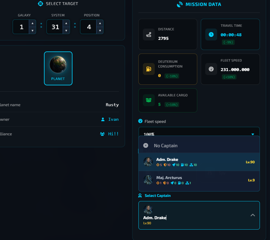 Captain Fleet Selector